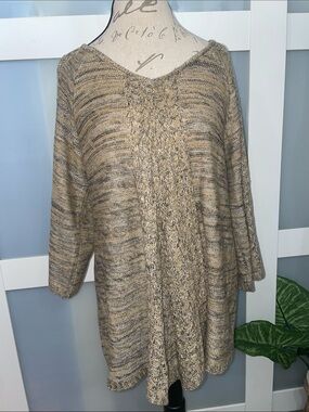 Faded Glory Beige and Tan Cable Knit Cowl Sweater